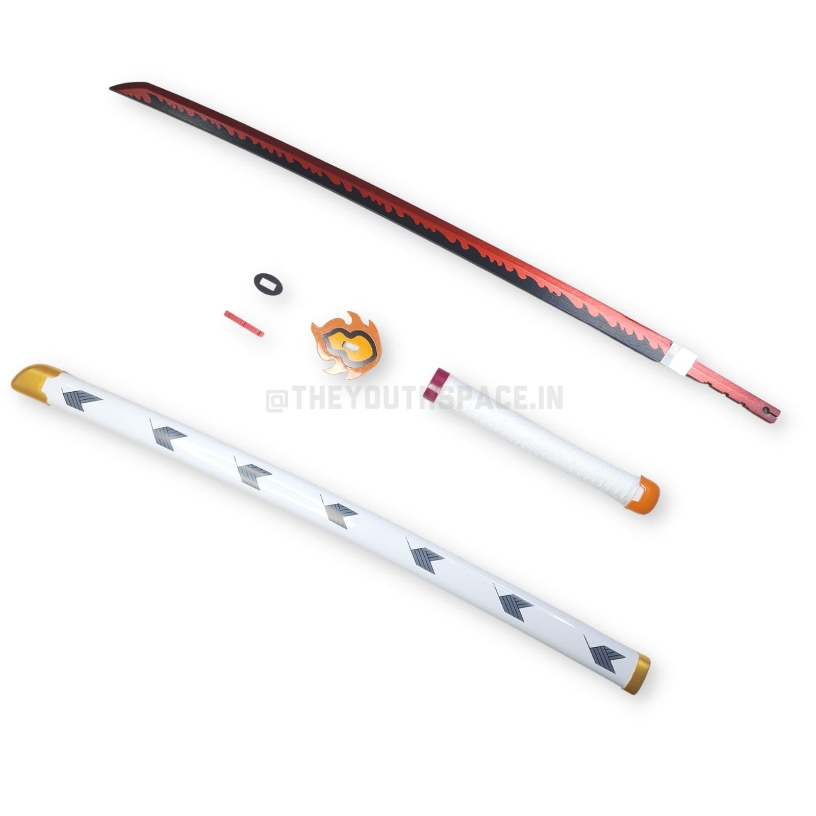 DIY RENGOKU'S RED NICHRIN WOODEN KATANA (104 CM)