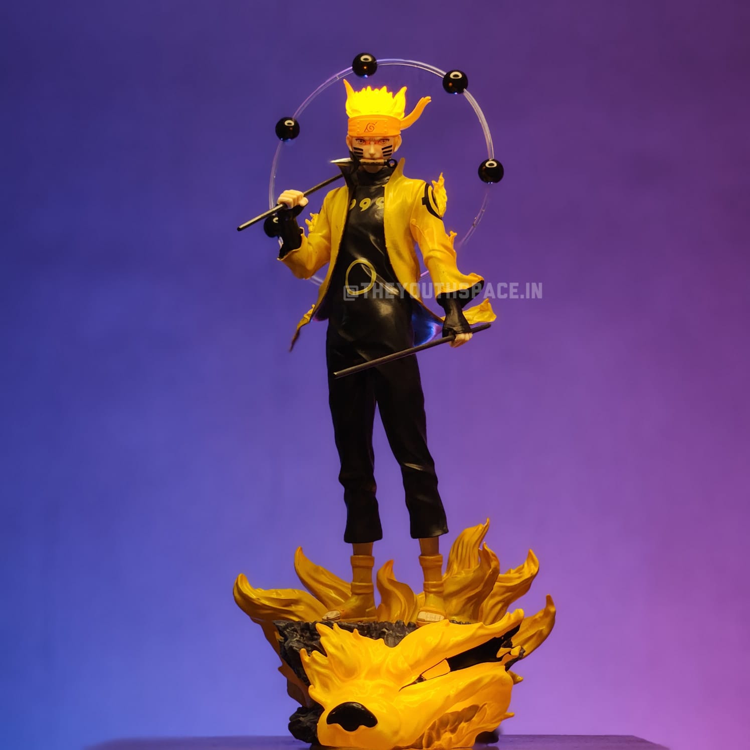NARUTO SIX PATHS SAGE MODE WITH KURAMA BASE STAND WITH LEDS (29 CM) - NARUTO