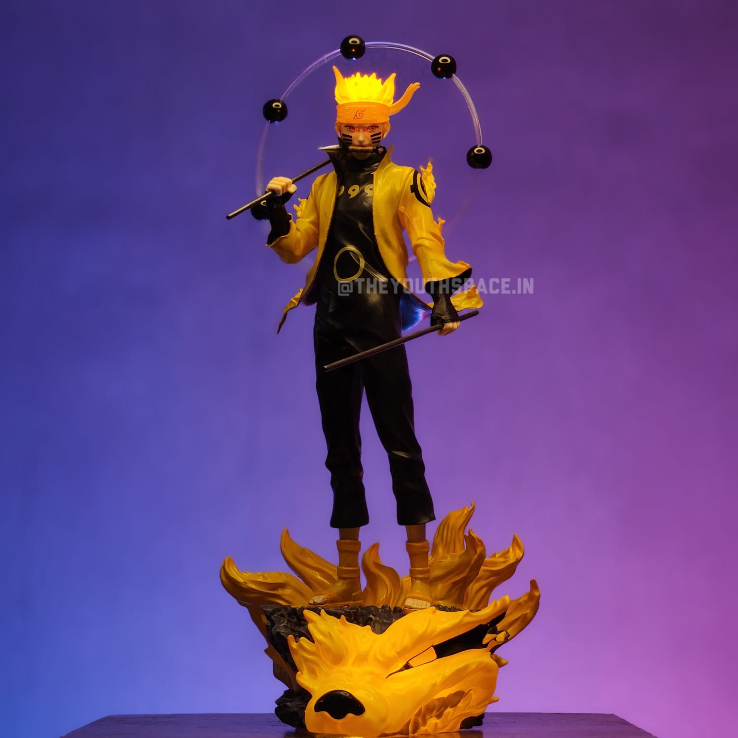 NARUTO SIX PATHS SAGE MODE WITH KURAMA BASE STAND WITH LEDS (29 CM) - NARUTO