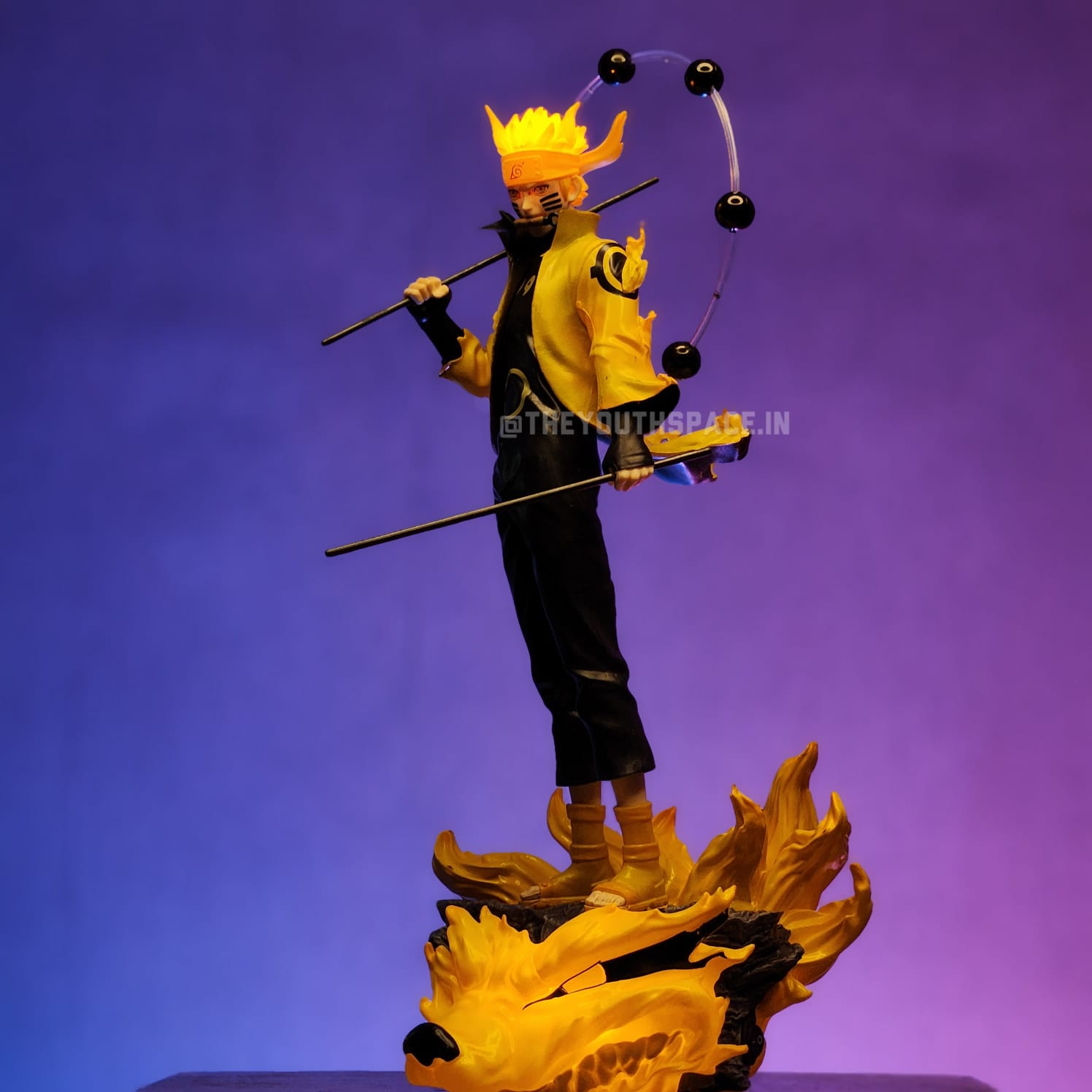 NARUTO SIX PATHS SAGE MODE WITH KURAMA BASE STAND WITH LEDS (29 CM) - NARUTO