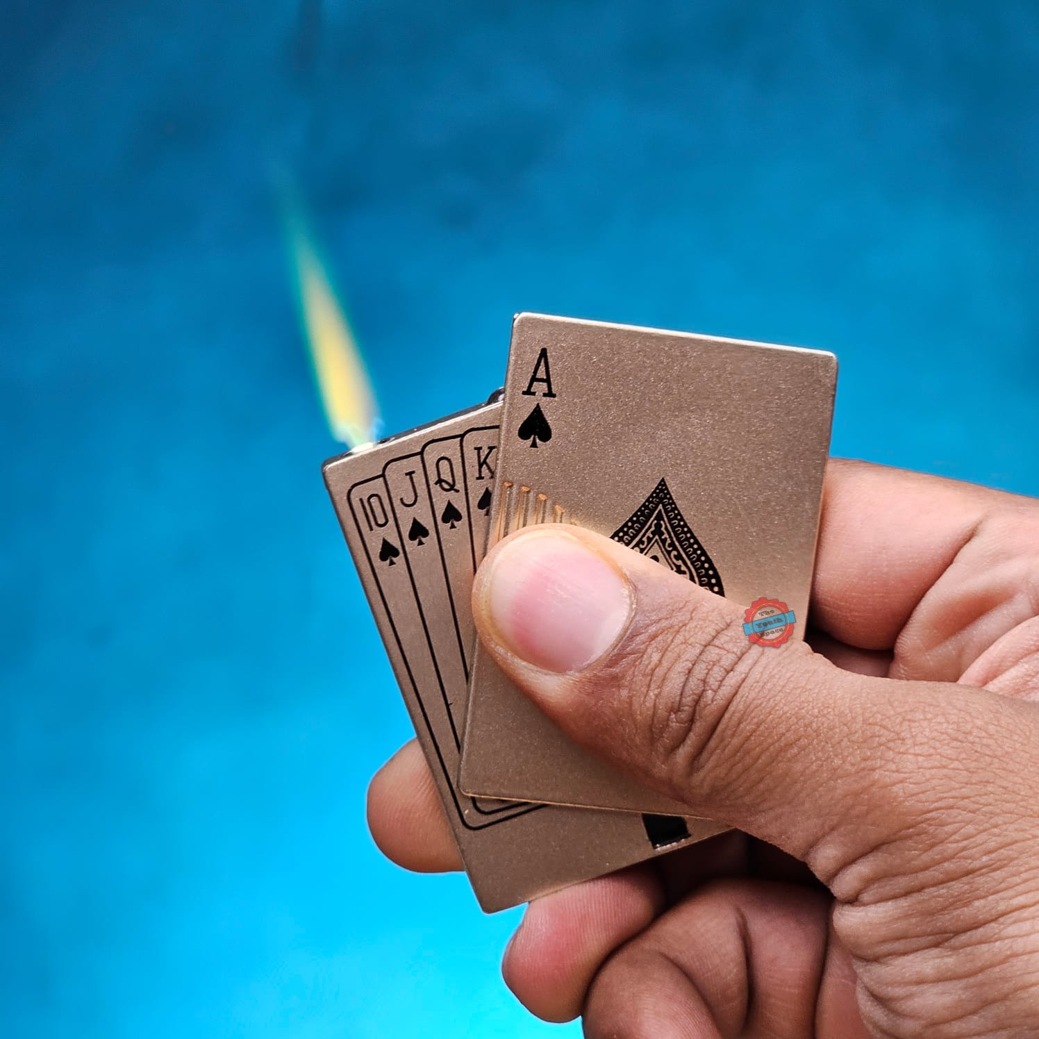 Green Flame Jet Ignition Ace Lighter (Metallic, Color : Golden)