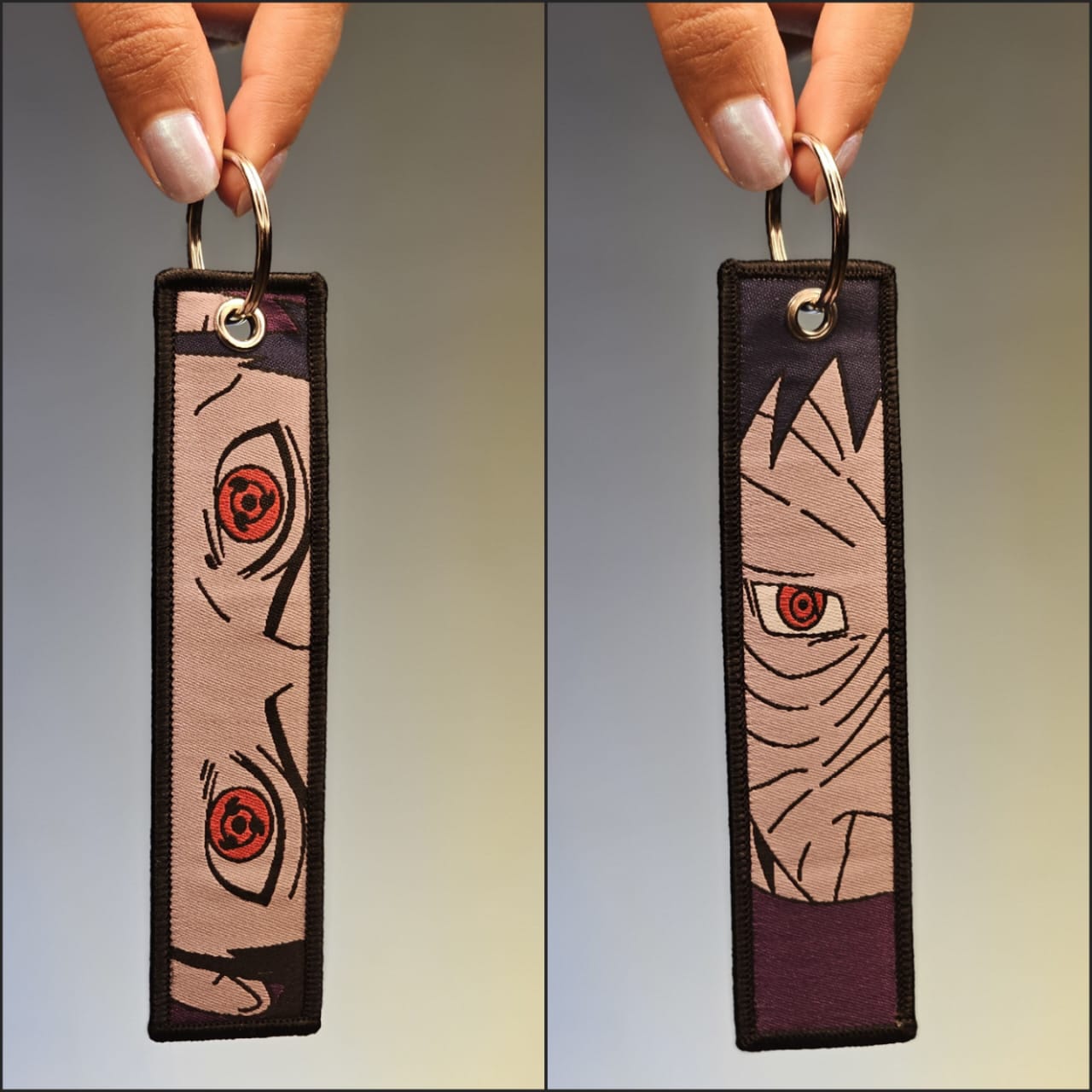 Obito × Sharingan eyes Flip Side Embroidered Keychain (15 cm)