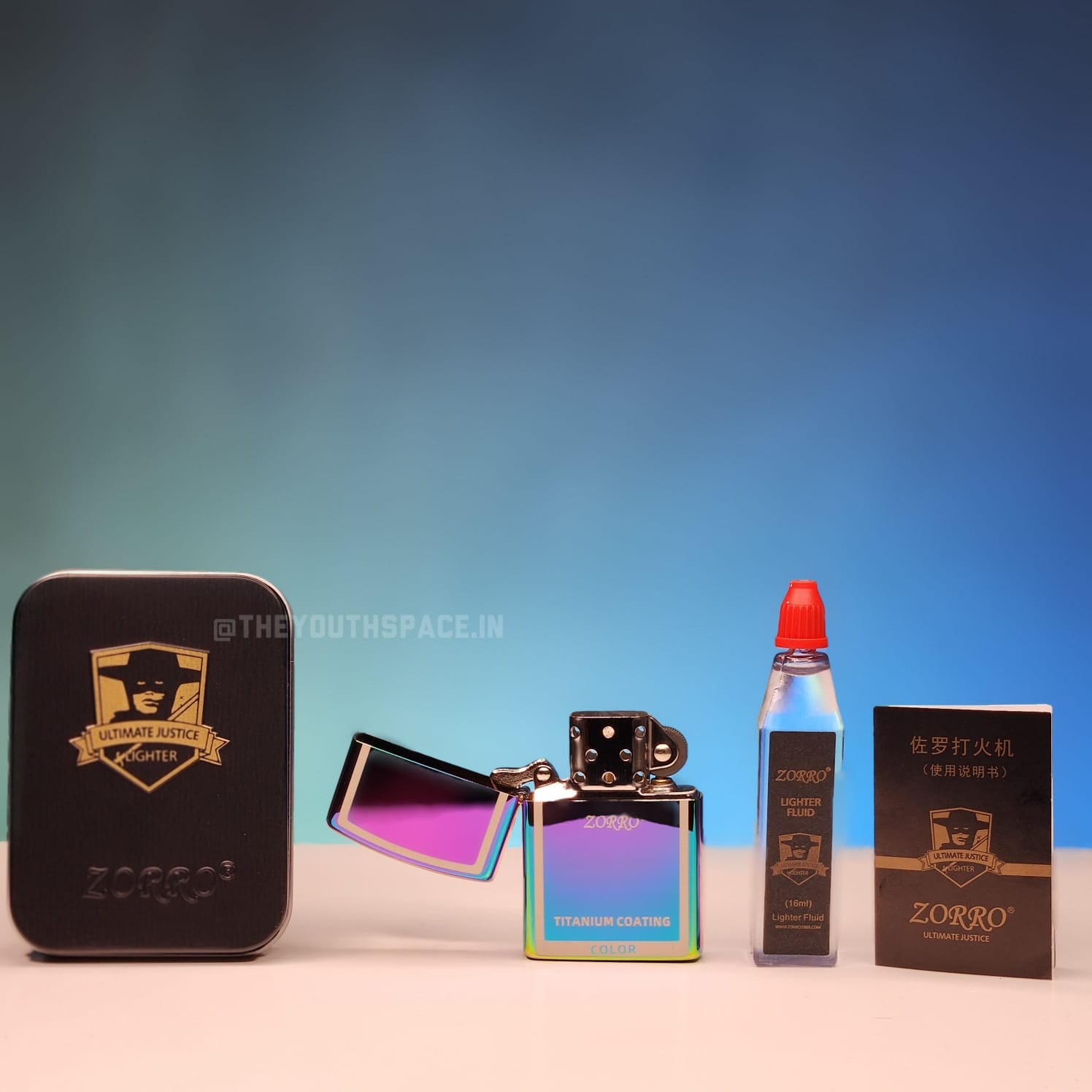 ZORRO ULTIMATE JUSTICE BRASS MULTI-COLOR WITH TITANIUM COATING LIGHTER 23HK