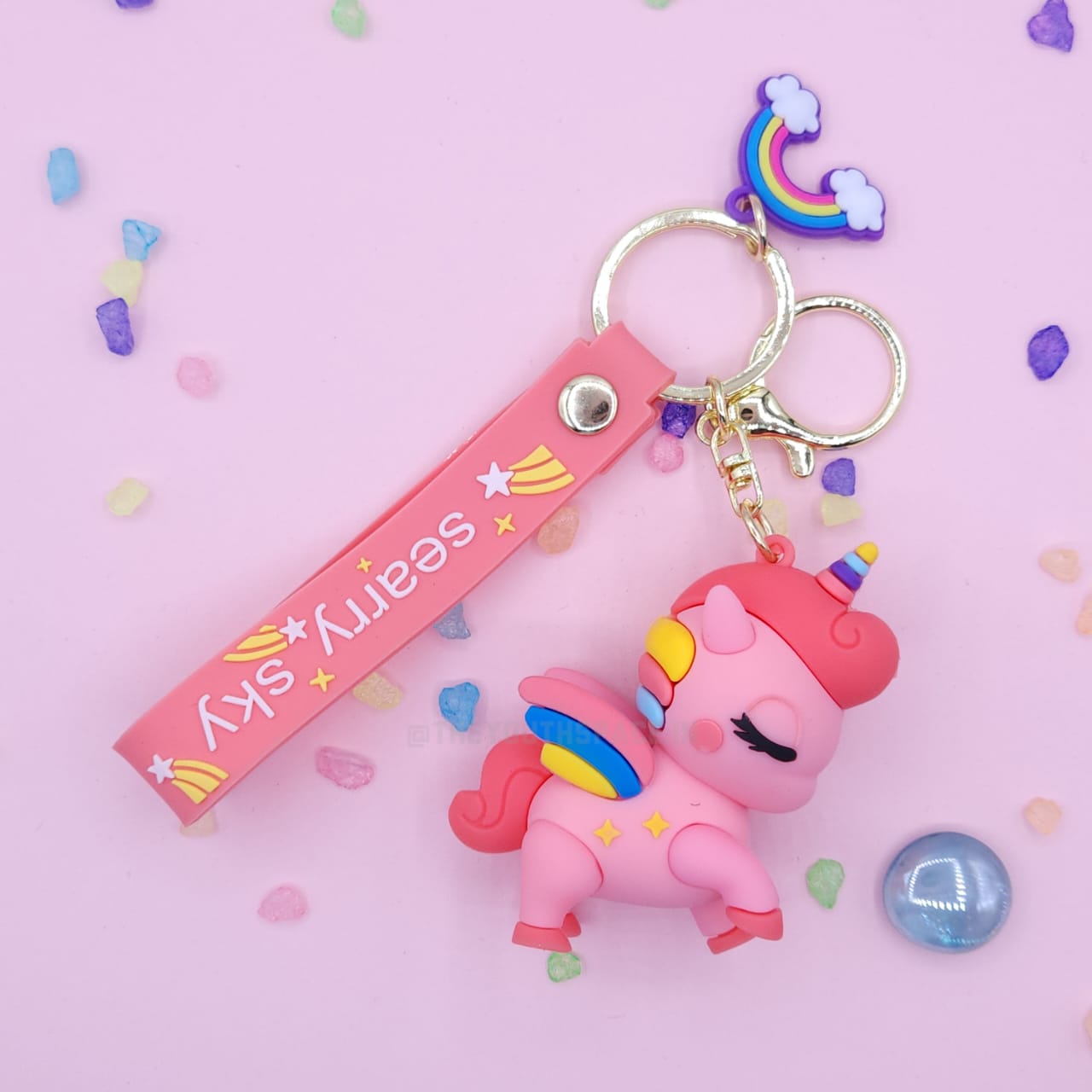 Colourful unicorn silicone keychain