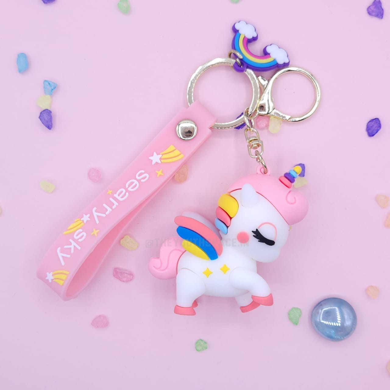 Colourful unicorn silicone keychain
