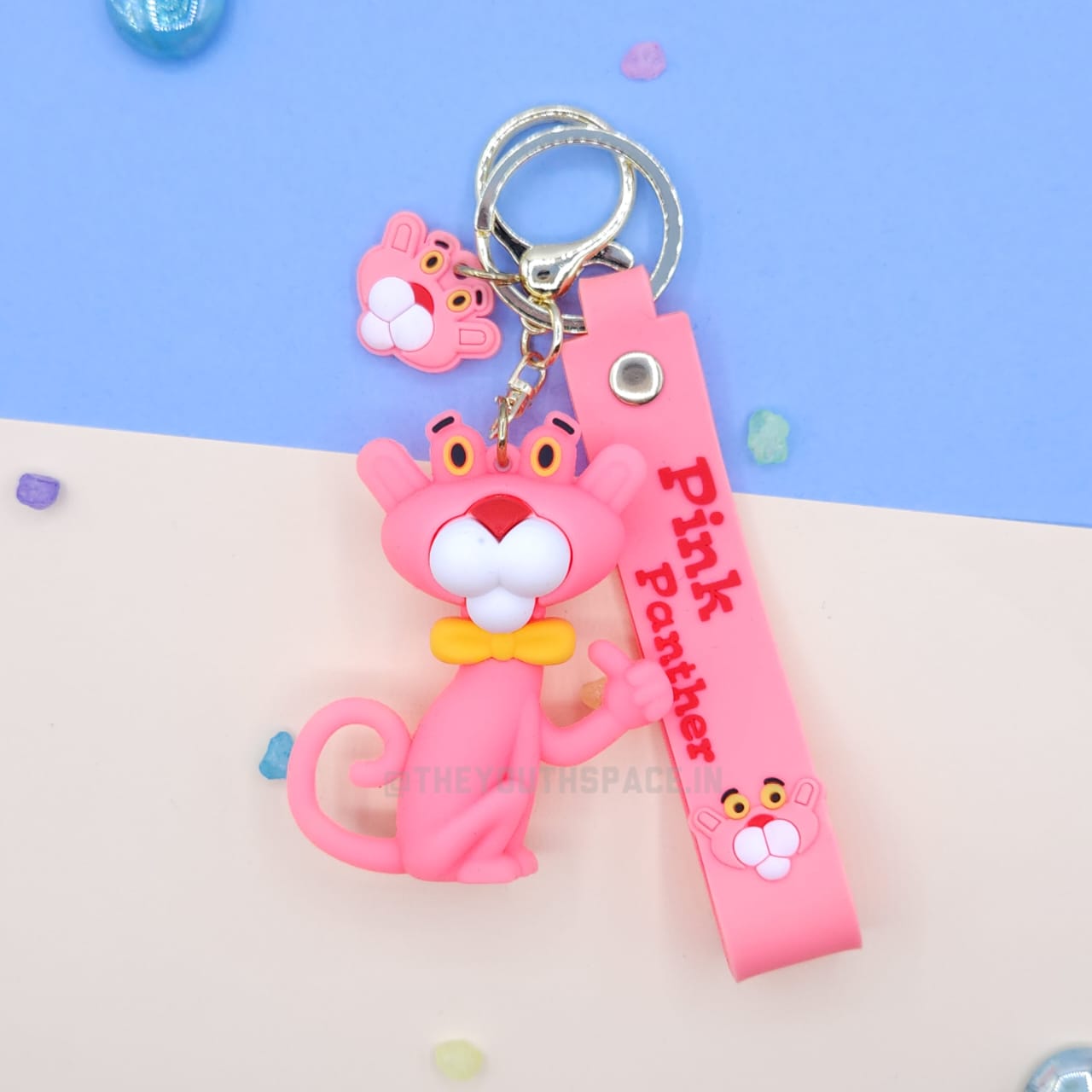 Pink panther silicone keychain