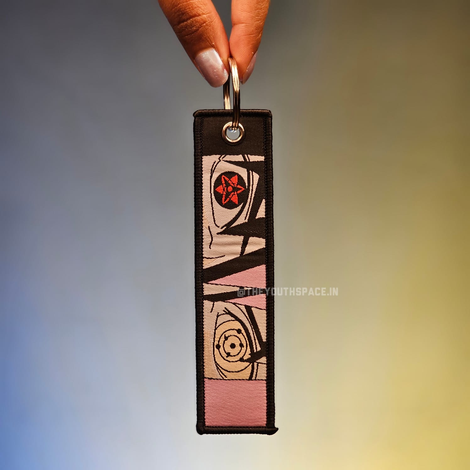 Sasuke x Sharingan Eyes Flip Side Embroidered Keychain (15 cm)
