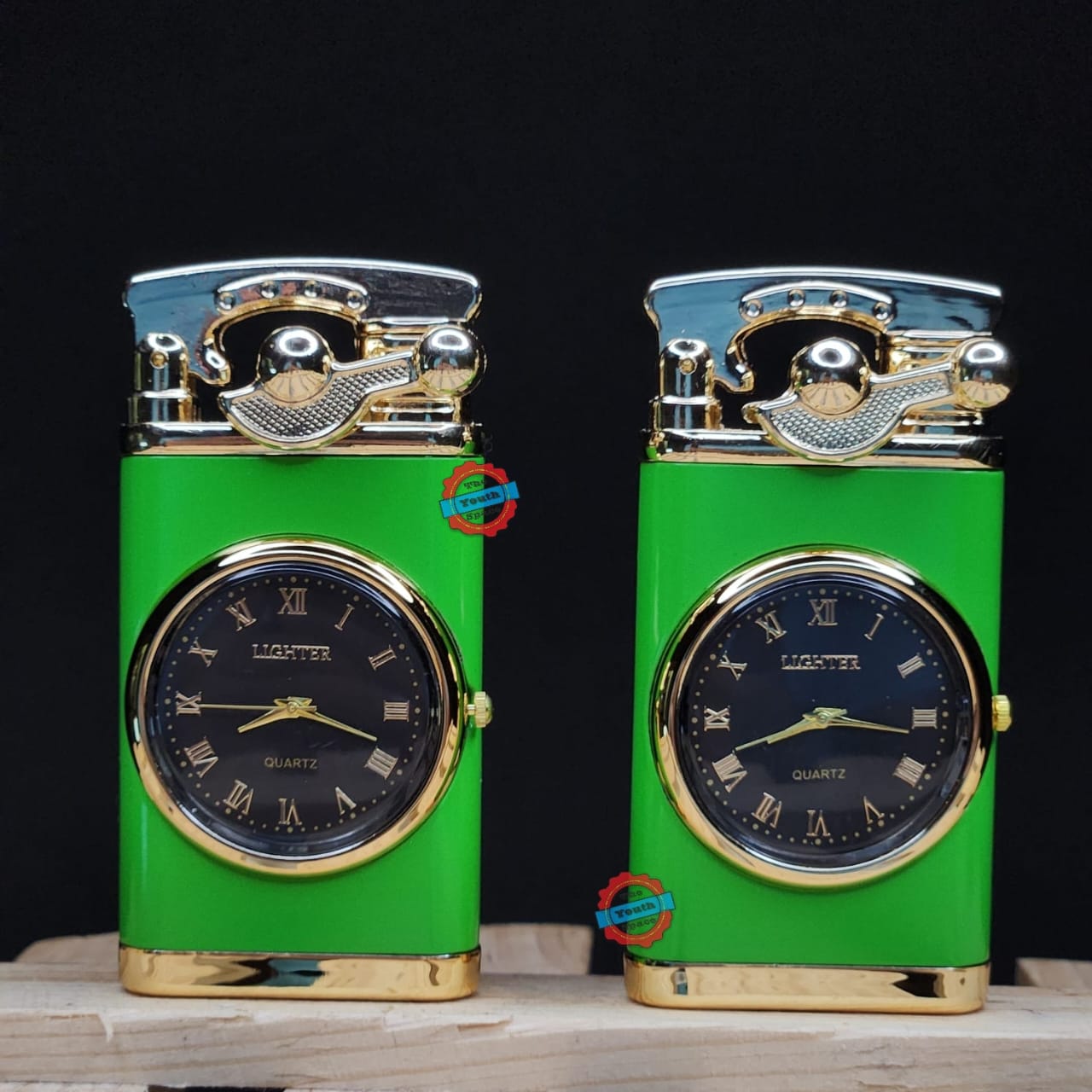 Jet Ignition Clock Lighter (Metallic, Color : Green)