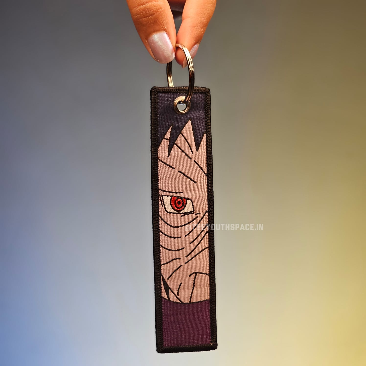 Obito × Sharingan eyes Flip Side Embroidered Keychain (15 cm)