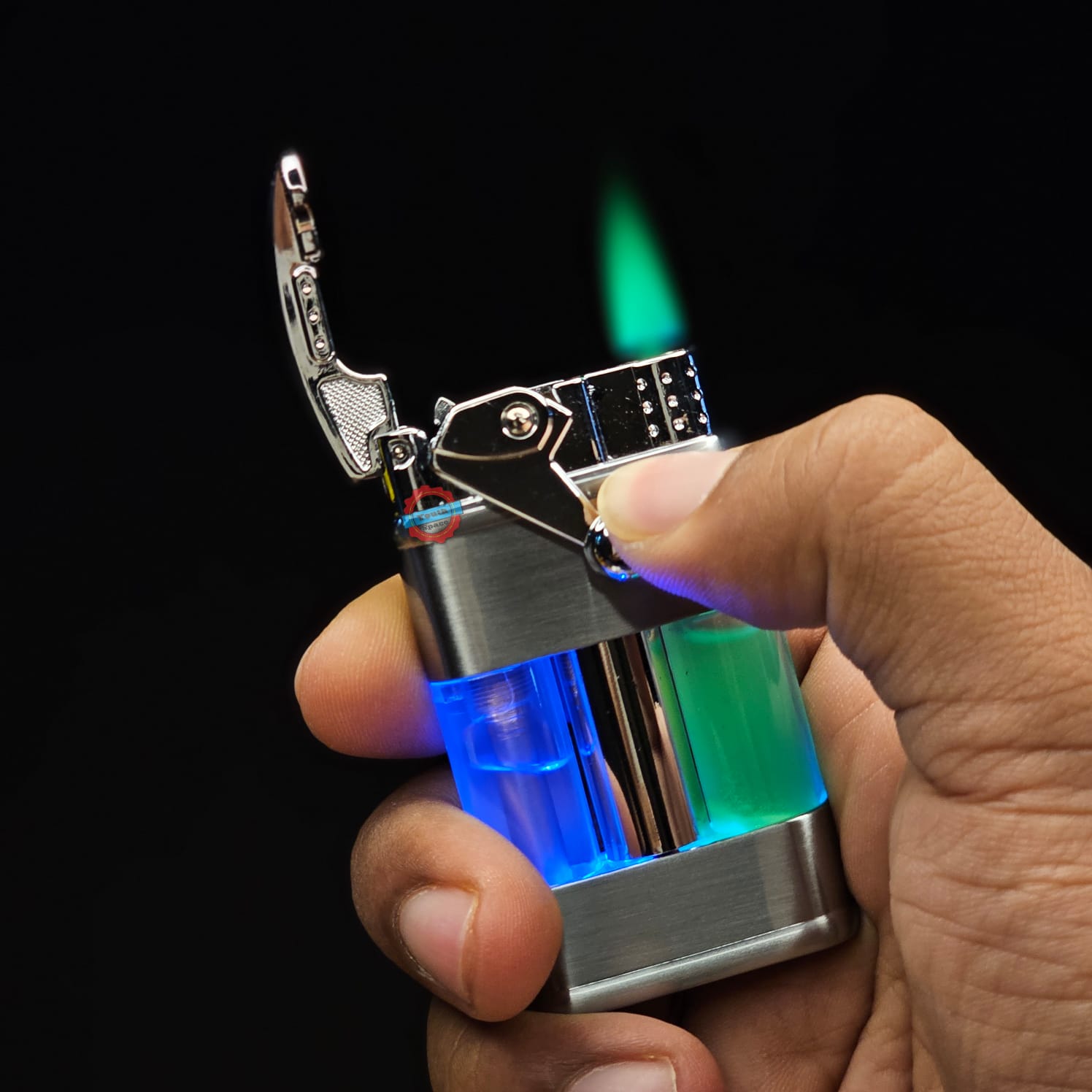 Green Flame Jet Ignition Lighter (Metallic, Color : Silver)