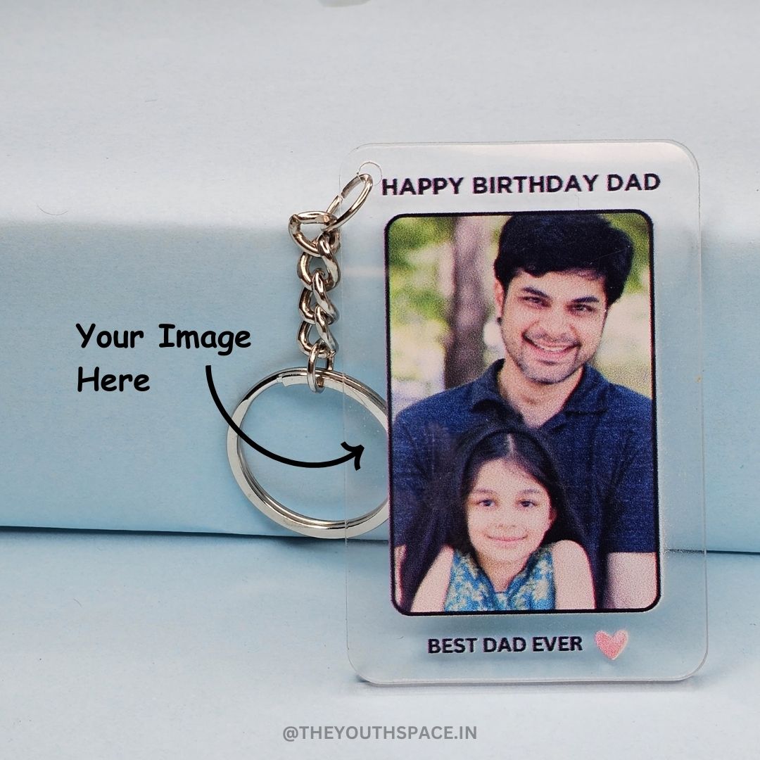 Personalised Birthday Artistic Acrylic Keychain For Dad