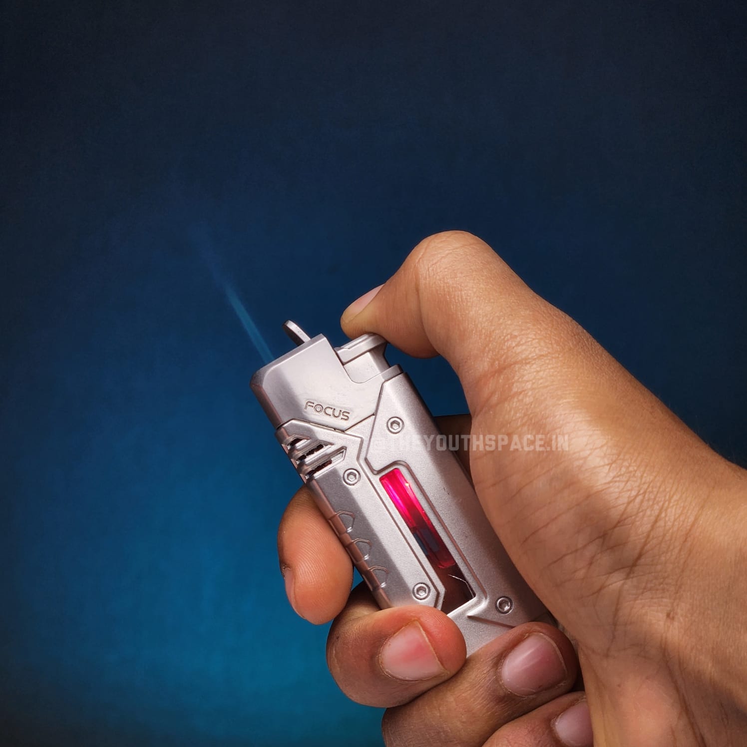 Cybrix Glow Jet Flame Lighter With LED Lights (Metallic)