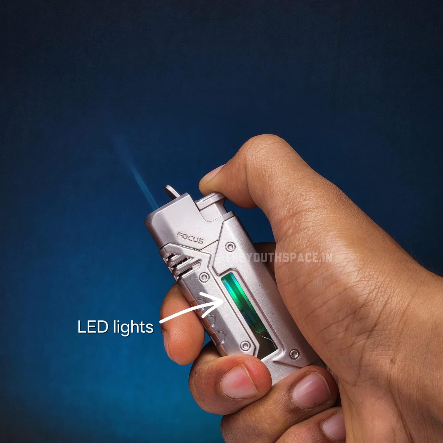 Cybrix Glow Jet Flame Lighter With LED Lights (Metallic)