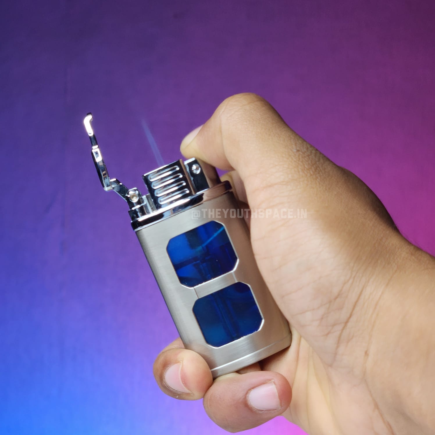 Transpara Blue Visible Tank Lighter (Metallic)