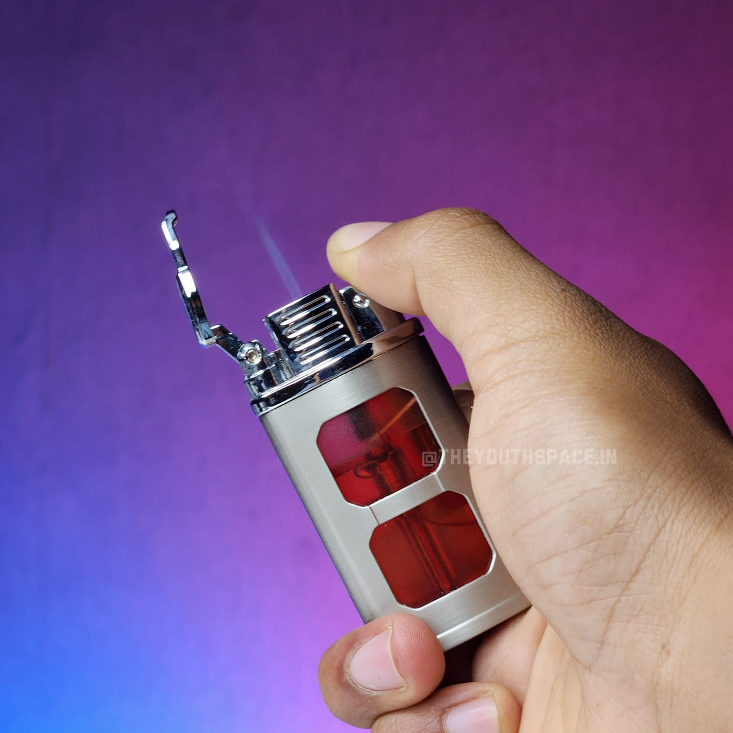 Transpara Red Visible Tank Jet Lighter (Metallic)