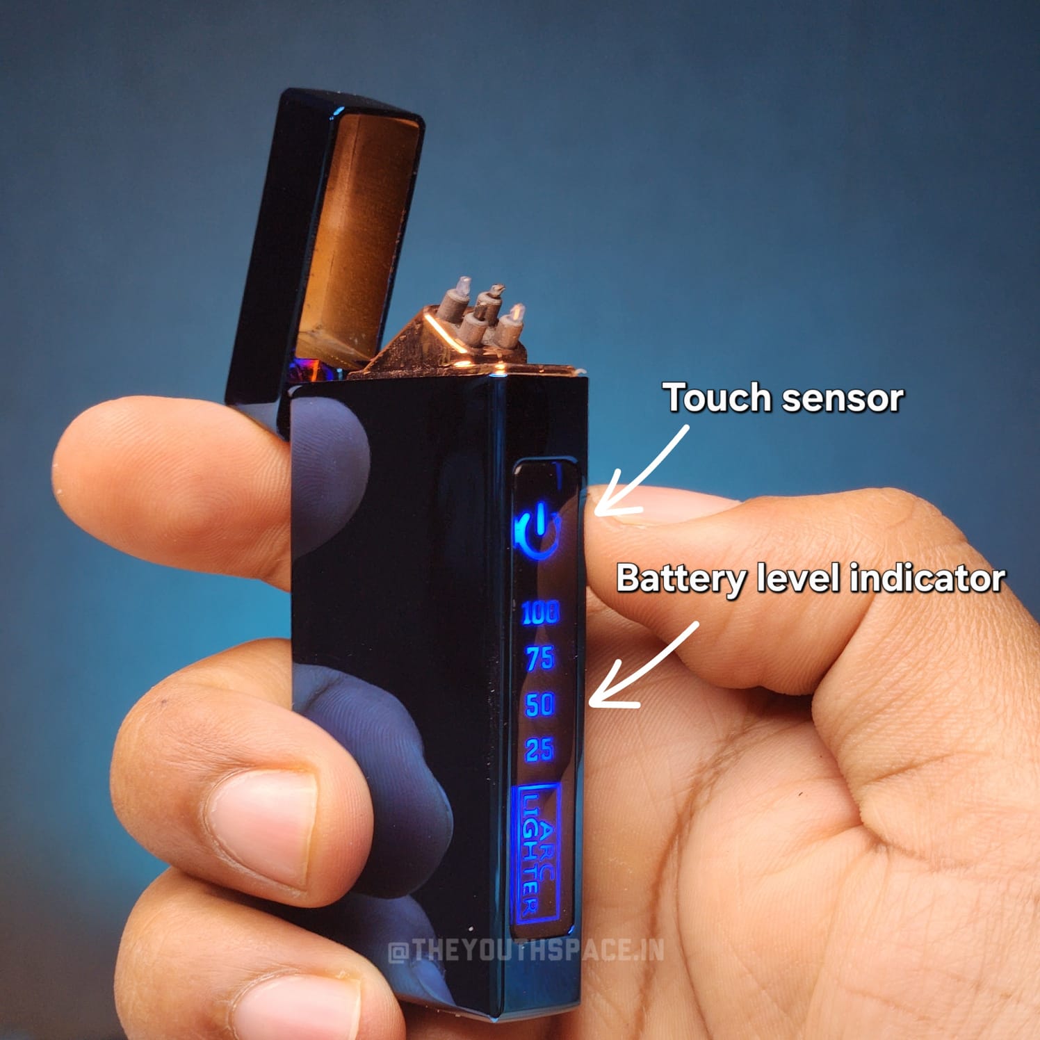 Touch Sensor Sleek Electric Plasma Arc Lighter (Metallic)