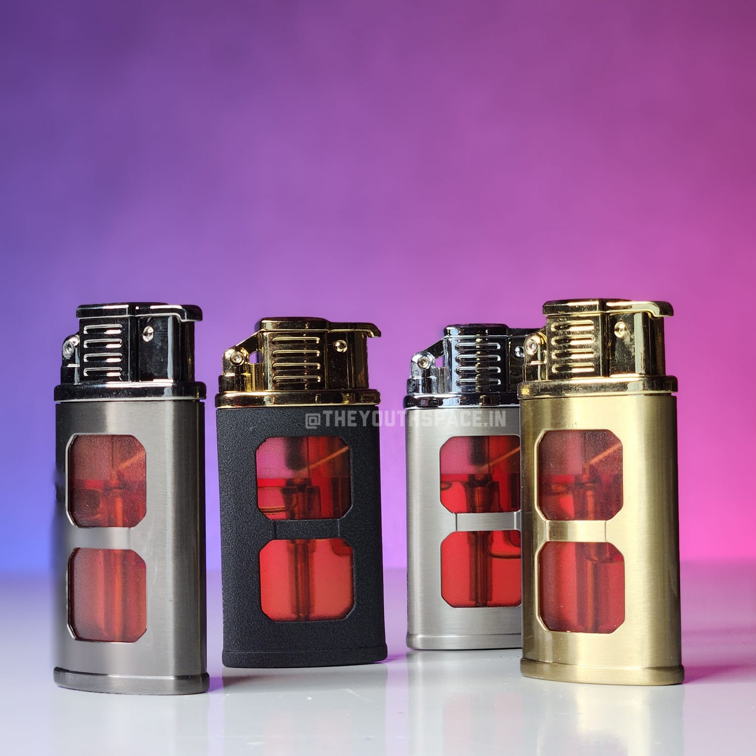Transpara Red Visible Tank Jet Lighter (Metallic)