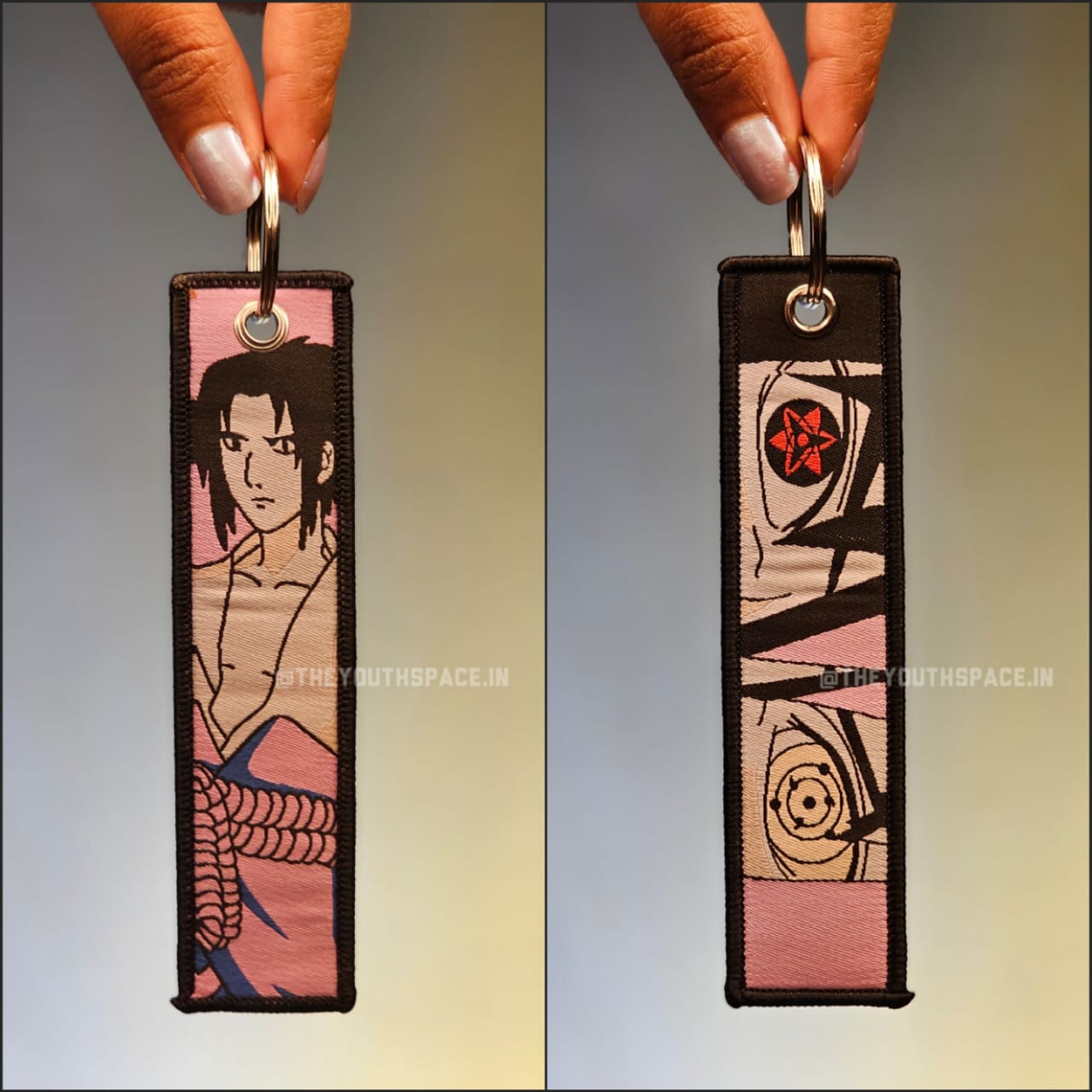 Sasuke x Sharingan Eyes Flip Side Embroidered Keychain (15 cm)