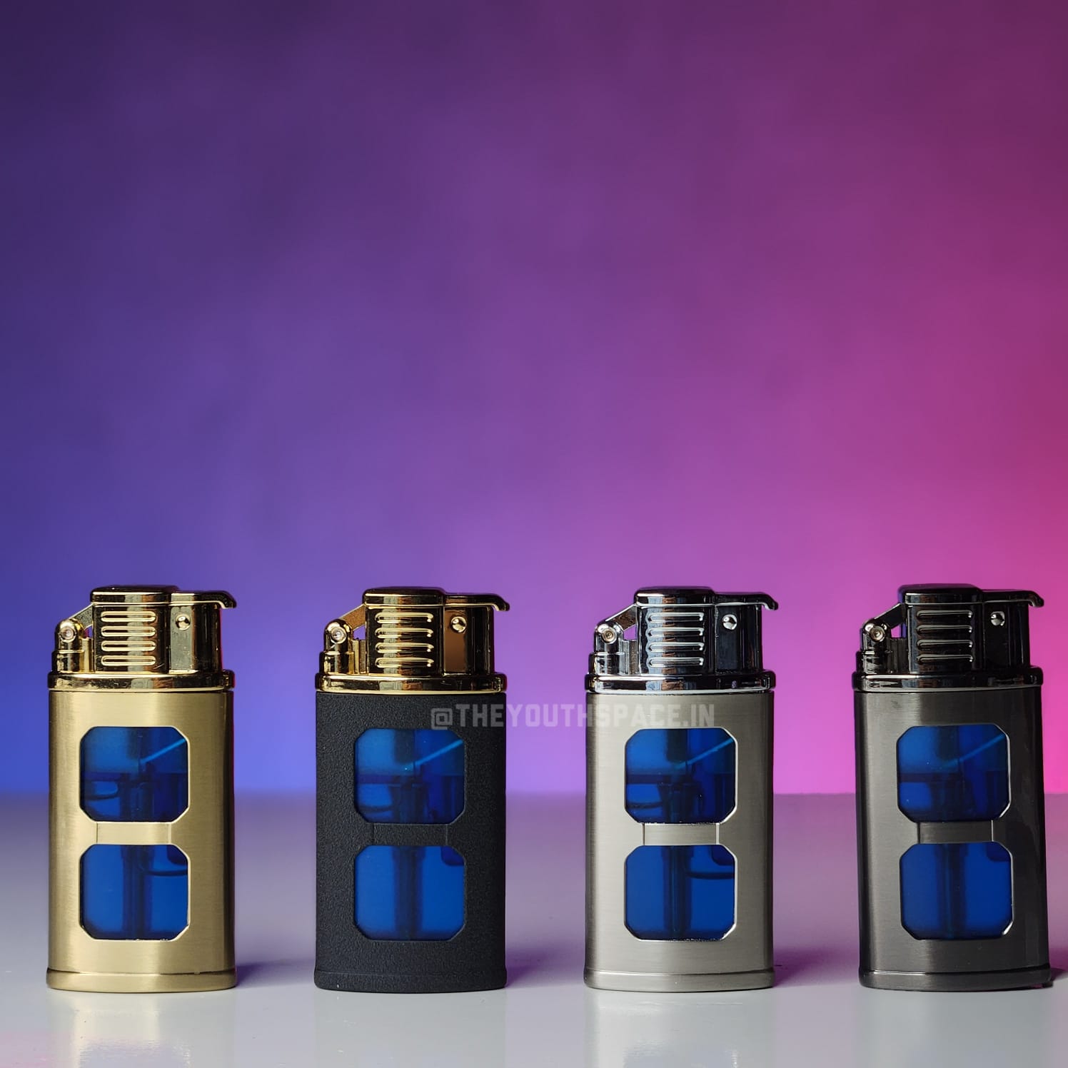 Transpara Blue Visible Tank Lighter (Metallic)