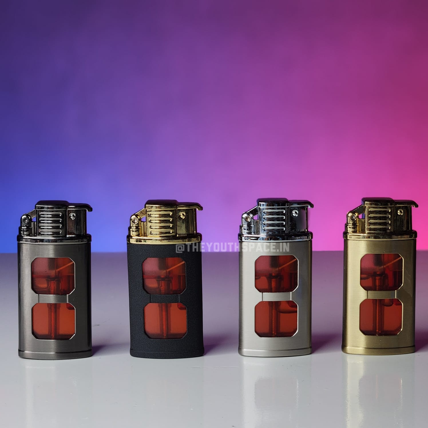 Transpara Red Visible Tank Jet Lighter (Metallic)