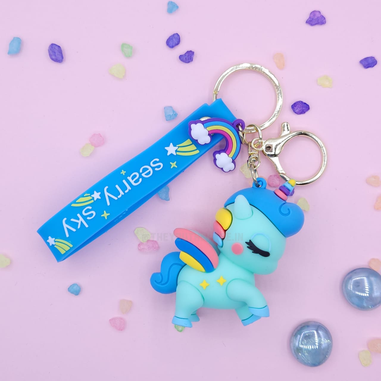 Colourful unicorn silicone keychain