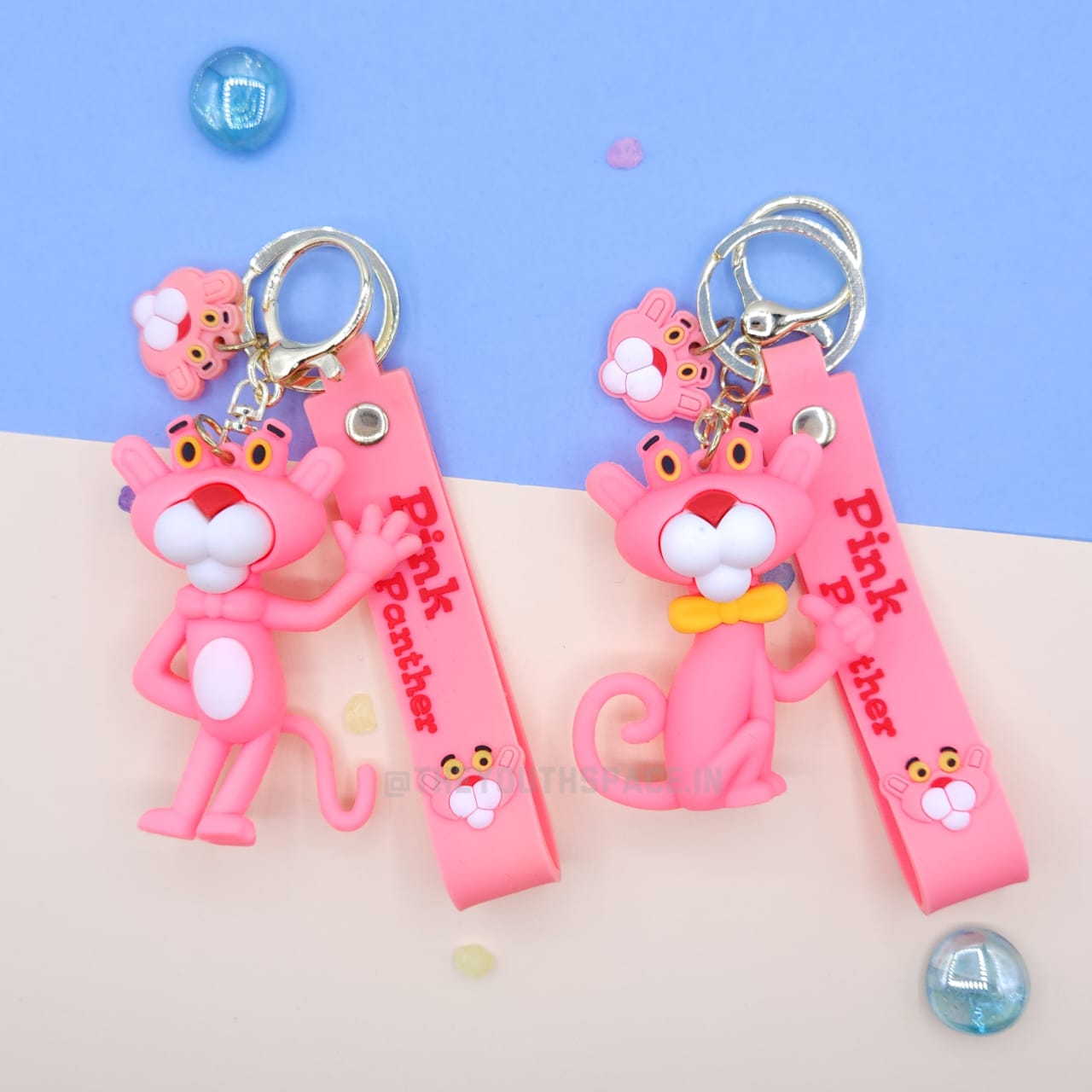 Pink panther silicone keychain