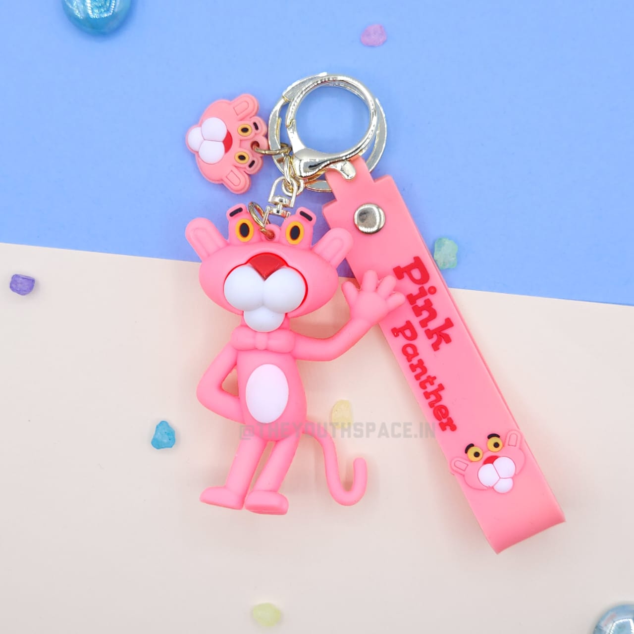 Pink panther silicone keychain